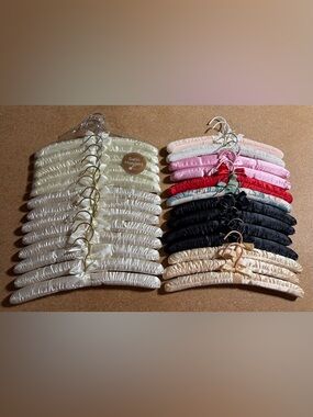 26 Vintage Padded Hangers Satin Silk Fabric Covered Lingerie Hangers Multicolor